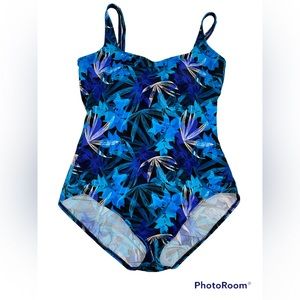 HP! Swimsuits For All Aquabelle Blue Floral Swimsuit